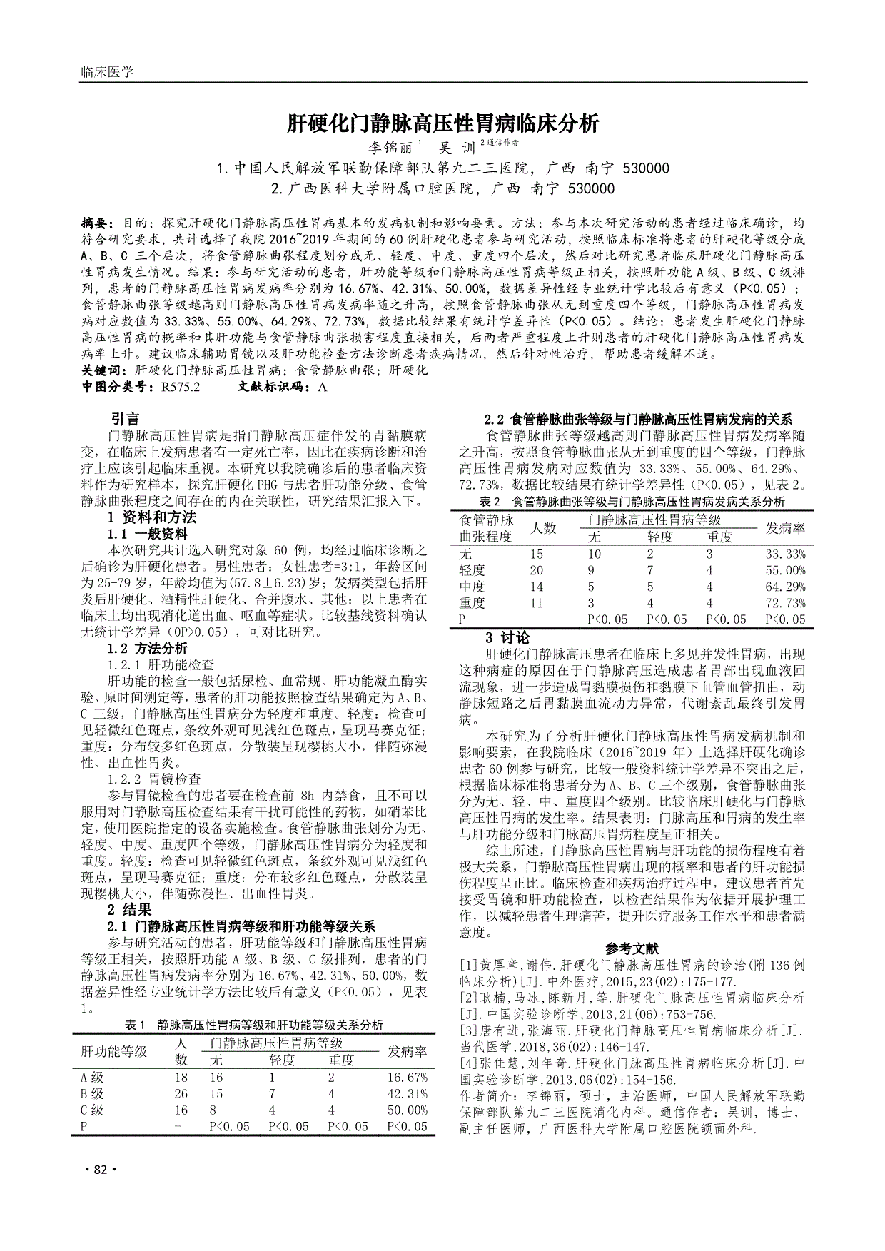 肝硬化门静脉高压性胃病临床分析